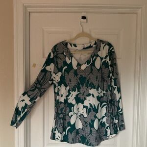 Teal Green and White Floral Women's Tunic